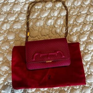 Carolina Herrera Pink Crossbody Bag with Gold Chain